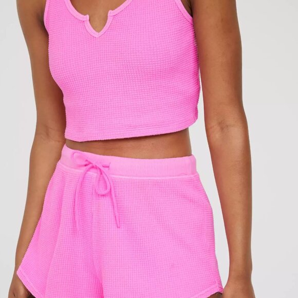 Pink Offline by Aerie Waffle Set (Shorts and Tank Top) - Picture 1 of 5